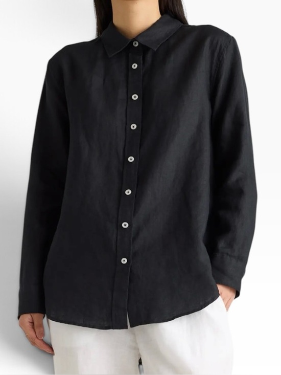 Quince Tops - NWT QUINCE Women’s Black LB20234-CMA01-7159 100% European Linen Shirt Medium
